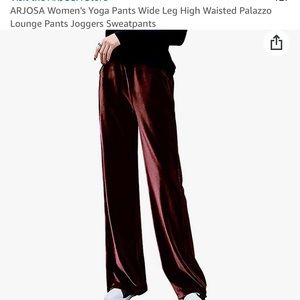 Burgundy yoga pants loose Wide leg.  Tie waist. Size L
